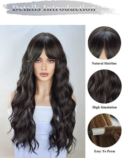 Hair Duty Wig with Synthetic Hair in Dark Chestnut Color 75cm