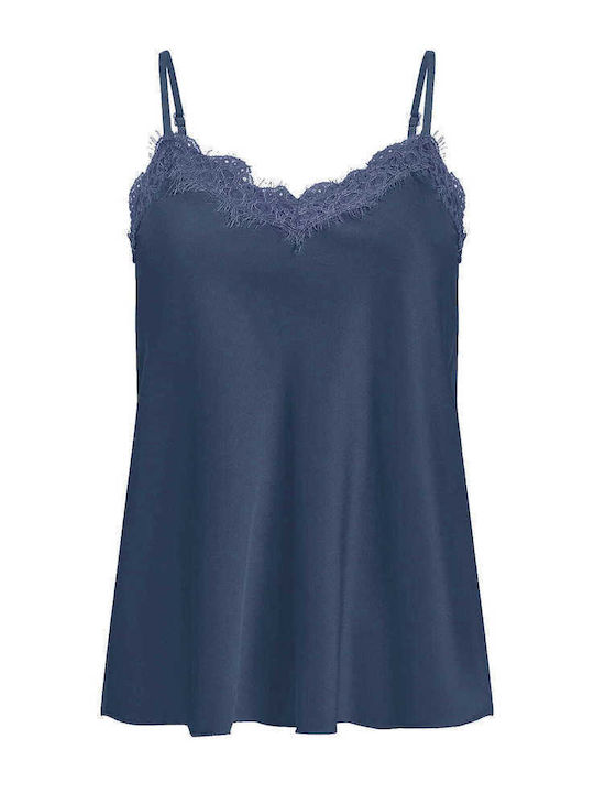 Details Damen Satin Lingerie Top mit Spitze Dark Blue