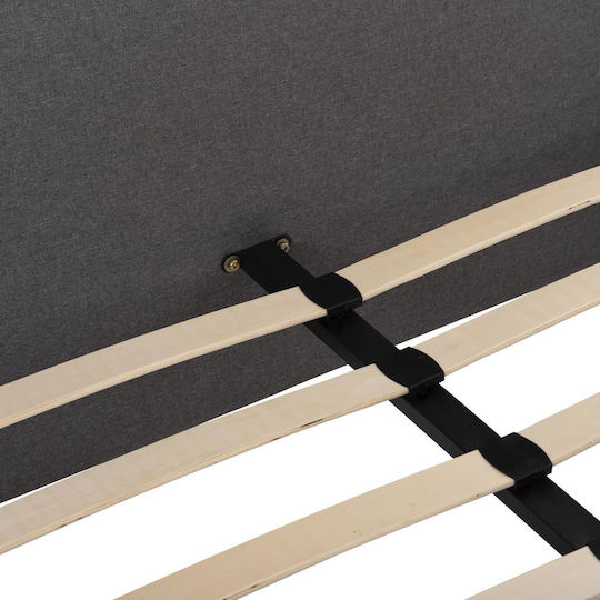 Maylin Bed Semi-double Upholstered with Fabric Gray with Slats for Mattress 120x200cm