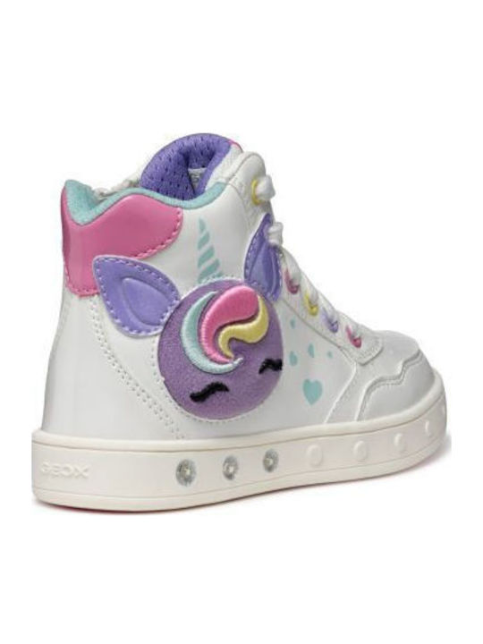 Skylin Kinder Sneakers Hoch Anatomisch mit Lichtern Weiß