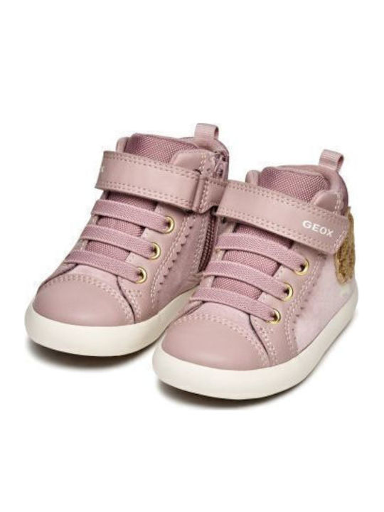 Sneaker Anatomisch Lederne Kinderstiefeletten mit Klettverschluss Rosa