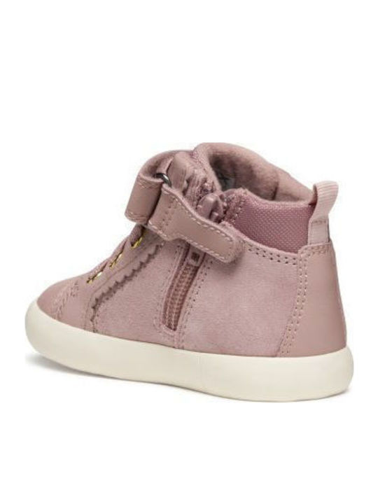 Sneaker Anatomisch Lederne Kinderstiefeletten mit Klettverschluss Rosa