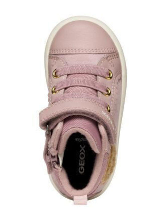 Sneaker Anatomisch Lederne Kinderstiefeletten mit Klettverschluss Rosa
