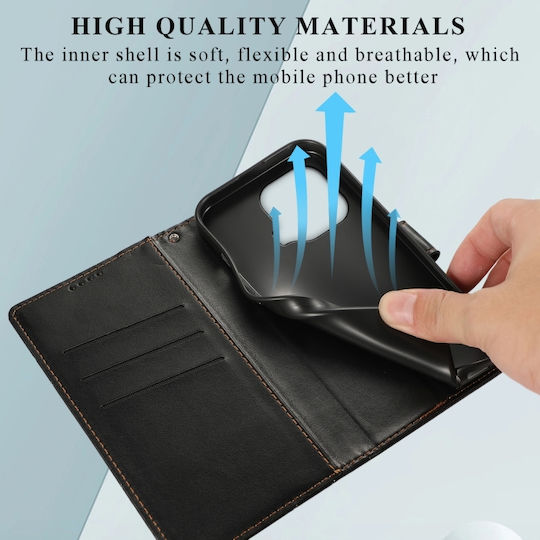 Ανάγλυφη Γραμμή Wallet Δερμάτινο / Σιλικόνης Μαύρο (Xiaomi Mi 11 Pro)
