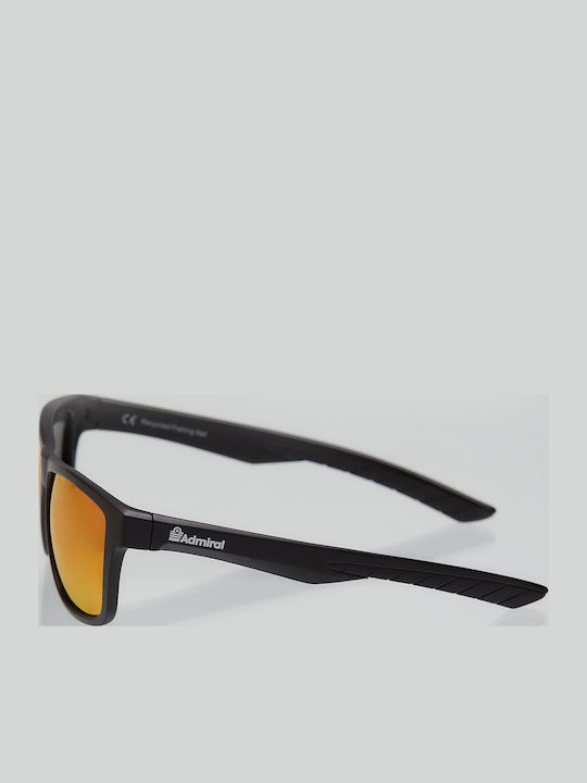 Admiral Unisex Γυαλιά Ηλίου με Μαύρο Κοκκάλινο Σκελετό και Πορτοκαλί Polarized Καθρέφτη Φακό