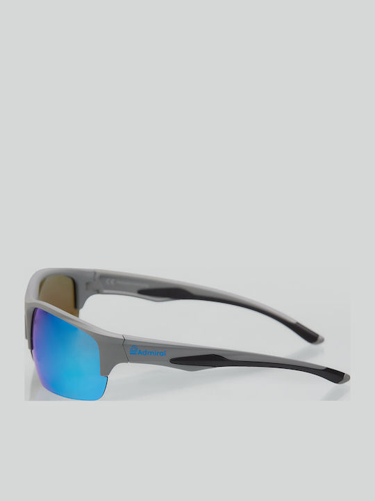 Admiral Unisex Sunglasses with White Plastic Frame and Blue Polarized Mirror Lens