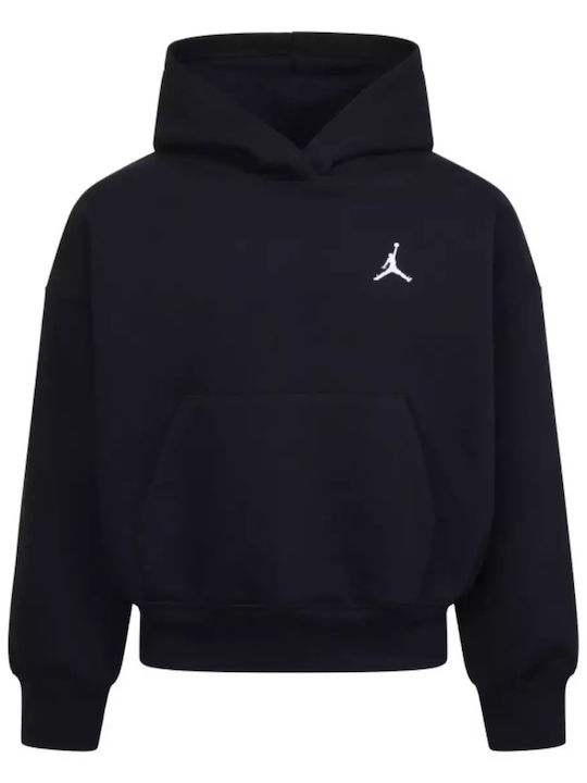 Fleece Kids Sweatshirt with Hood and Pockets Black Essentials
