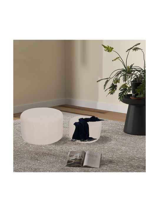 Stool Footstool Upholstered with Fabric Gabello Beige 2pcs 44x44x26.5cm
