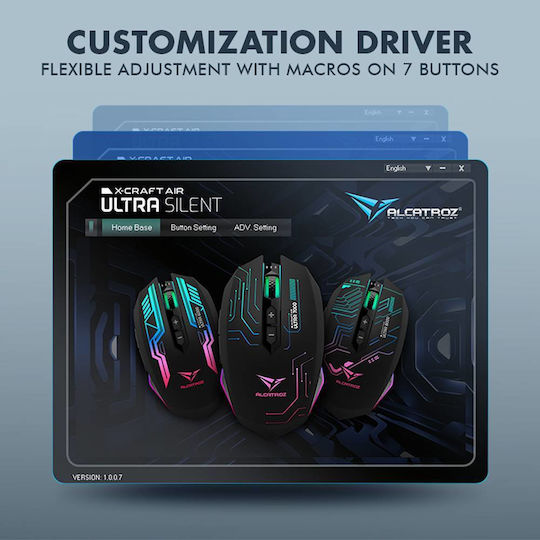 Alcatroz Air Ultra 6000 Ασύρματο RGB Gaming Ποντίκι Μαύρο