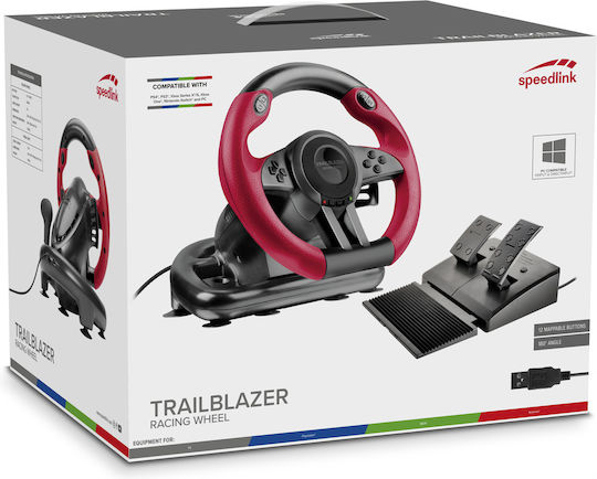 SpeedLink TrailBlazer Racing Wheel Τιμονιέρα με Πετάλια για PS4 / XBOX One / PS3 / PC με 180° Περιστροφής