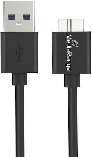 MediaRange Regular USB 3.0 to micro USB Cable Μαύρο 0.5m (MRCS239) 1τμχ
