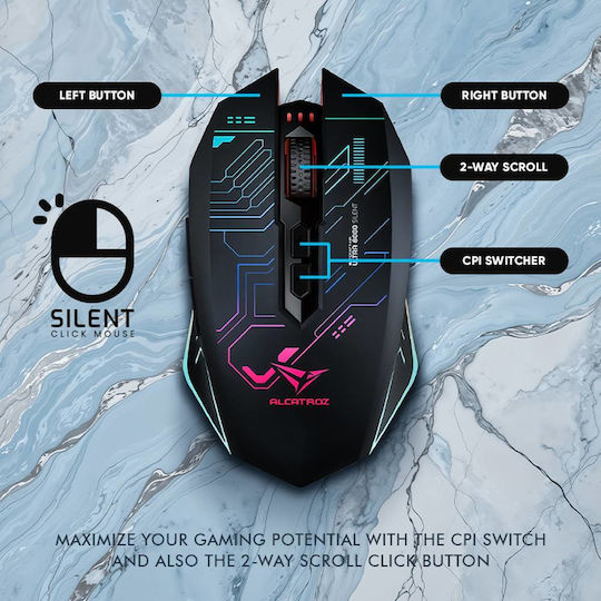 Alcatroz Air Ultra 7000 Wireless RGB Gaming Mouse Black
