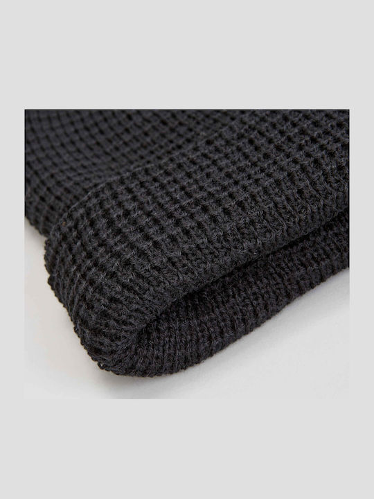 Beanie Unisex Σκούφος Πλεκτός σε Μαύρο χρώμα