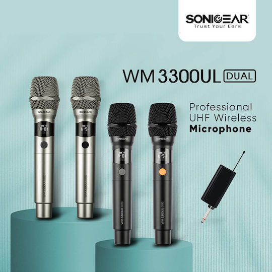 Sonic Gear WM 3300 UL Σετ Ασύρματο Δυναμικό Μικρόφωνο Χειρός για Φωνητικά σε Ασημί Χρώμα