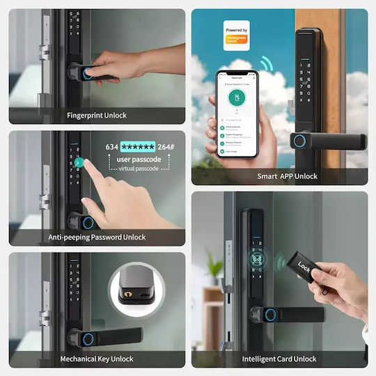 Încuietoare electronică cu Wi-Fi Neagră