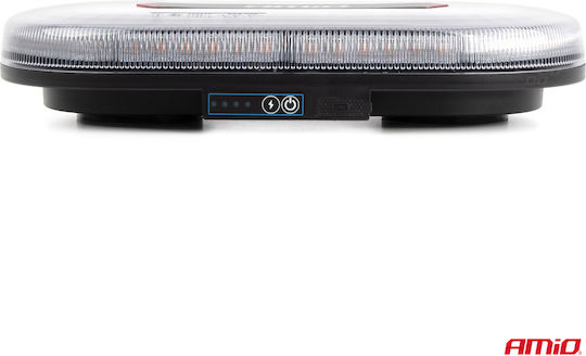 Amio Emergency Car Beacon Strobe Bar R65 R10 12/24v 26w Led Amber 10 Functions Magnetic Base 326x186x63mm Amio 1 Pc 04369/am