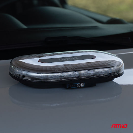 Amio Emergency Car Beacon Strobe Bar R65 R10 12/24v 26w Led Amber 10 Functions Magnetic Base 326x186x63mm Amio 1 Pc 04369/am