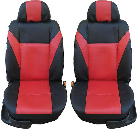 1+1 Universal Car Seat Covers SUV Van Eco Leather Red Color