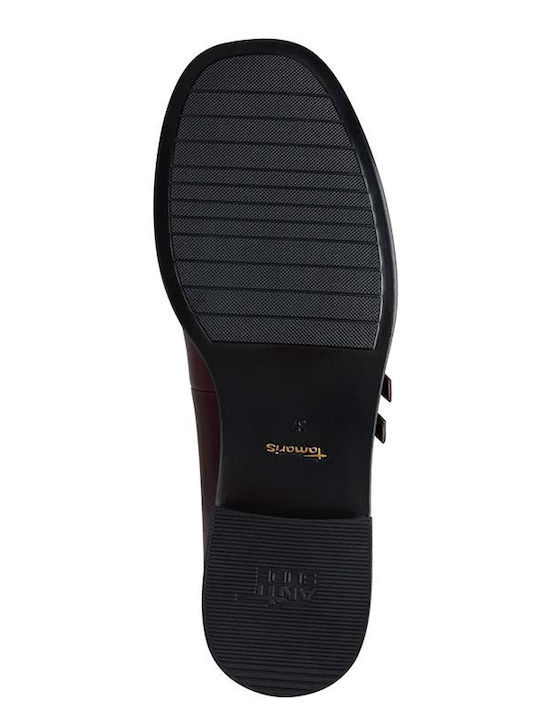 Anatomic Leather Red Low Heels with Strap