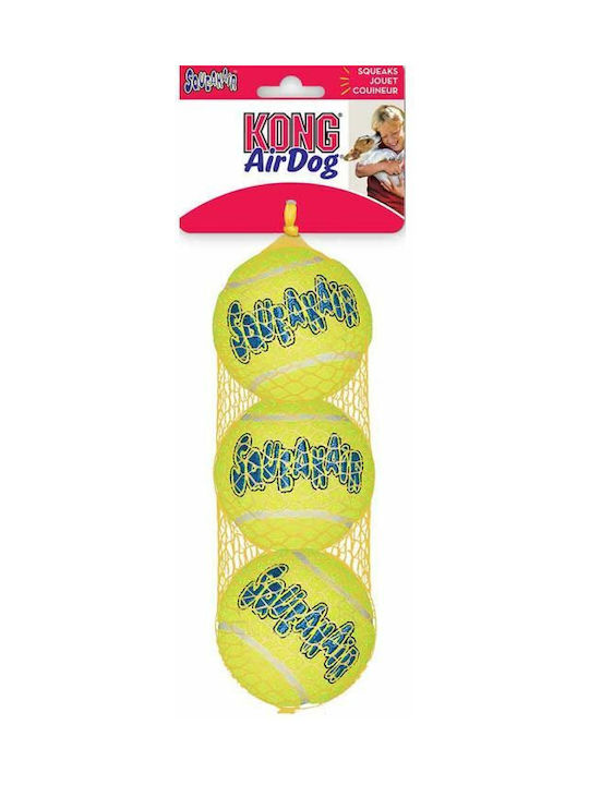 Kong Squeakair Tennis Μπάλα Παιχνίδι Σκύλου από Καουτσούκ με Ήχο XSmall Κίτρινη 3τμχ