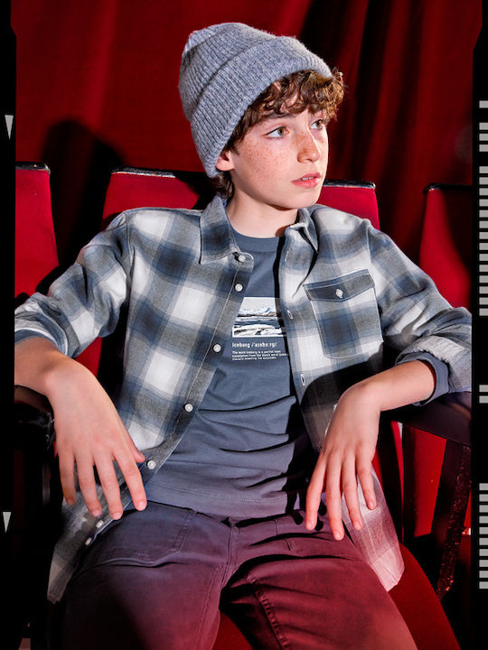 Kids Checked Shirt Long Sleeve Gray