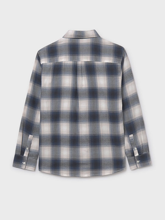 Kids Checked Shirt Long Sleeve Gray