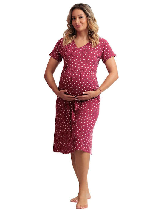 Angel's Secret Hearts Nightgown Maternity & Nursing Bordeaux