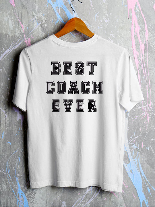 Rashguard Cu Mâneci Scurte Best Coach Ever Bce898-Alb