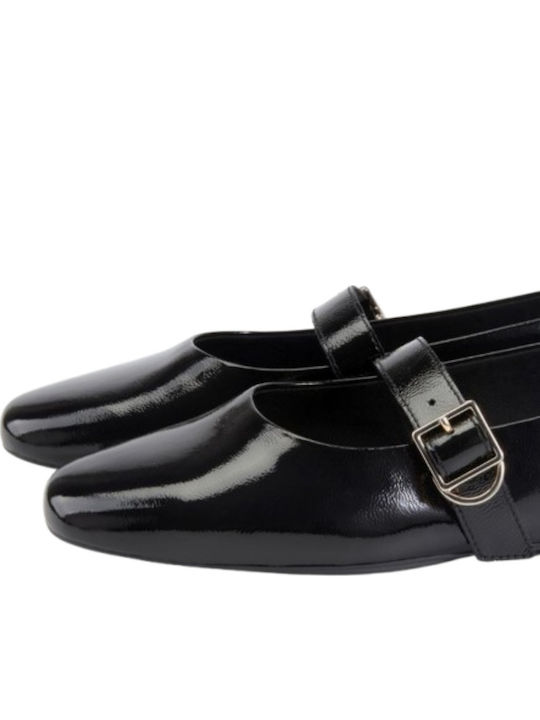 Jolin Leather Women's Ballerina Shoes In Black Color