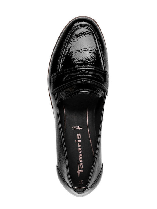 Patent Leather Women's Moccasins in Black Color