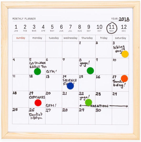 Kikkerland Дъска за маркери Окачване Planner 20x20см
