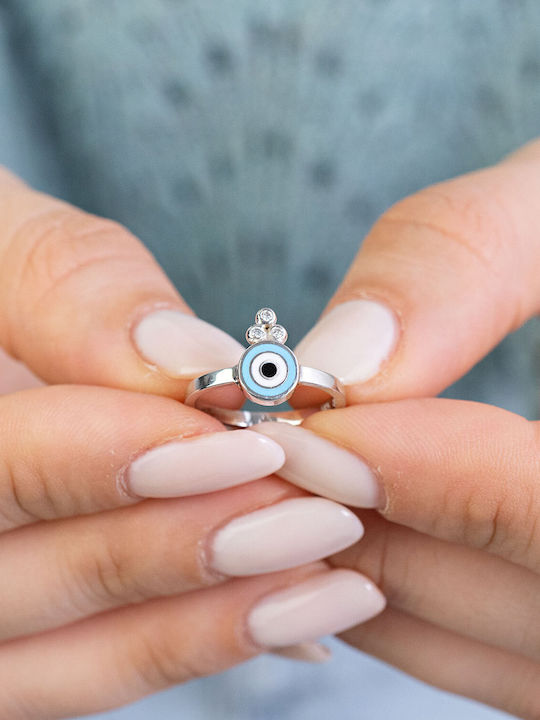 Chevalier Ring with Diamond made of White gold 14K