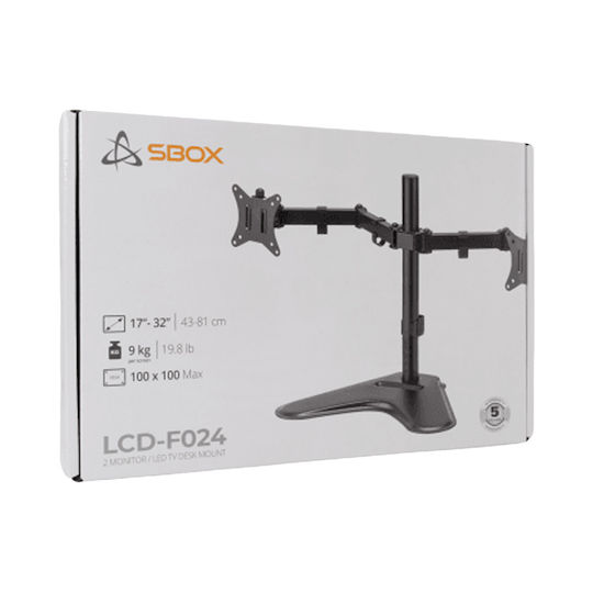 Sbox Desktop Stand for 2 Monitors up to 32" with Arm (LCD-F024-2)