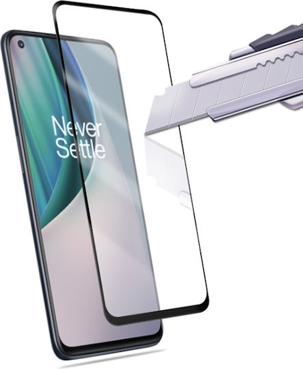 Vollkleber Vollflächig gehärtetes Glas Schwarz (OnePlus Nord N100)