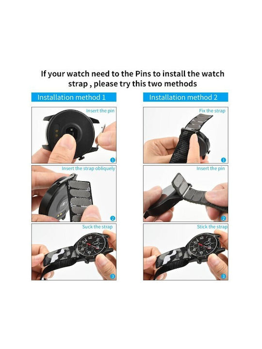 Double Safe Closure Wearable Strap Fabric Black / Grey (Fenix 3 / 5X / 5X Plus / 6X / 6X Pro / 7X / 7X Pro / 8 (51mm))