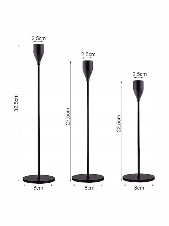 Verk Group Set of Candle Holders Metal in Black Color 3pcs