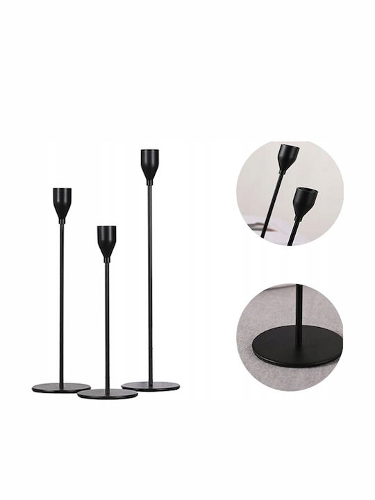 Verk Group Set of Candle Holders Metal in Black Color 3pcs
