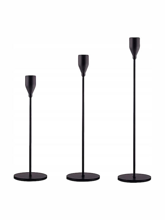 Verk Group Set of Candle Holders Metal in Black Color 3pcs