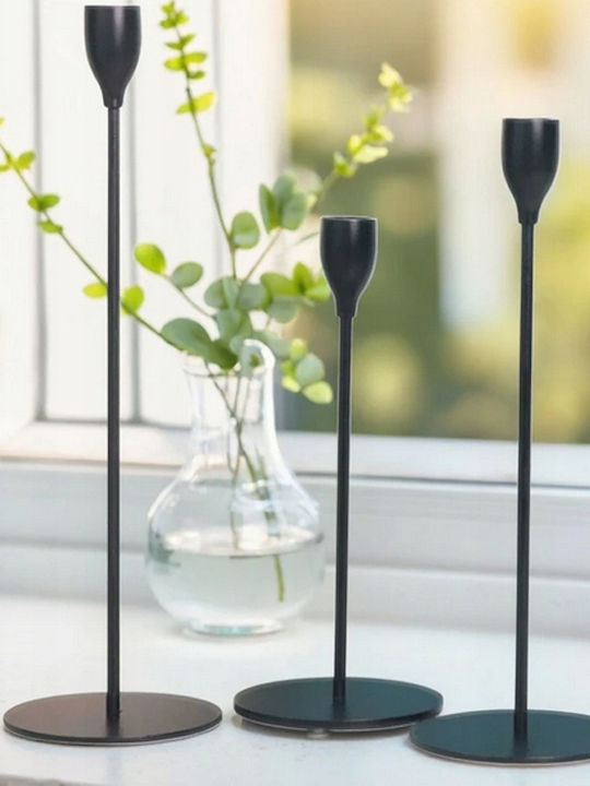 Verk Group Set of Candle Holders Metal in Black Color 3pcs