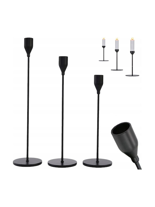 Verk Group Set of Candle Holders Metal in Black Color 3pcs