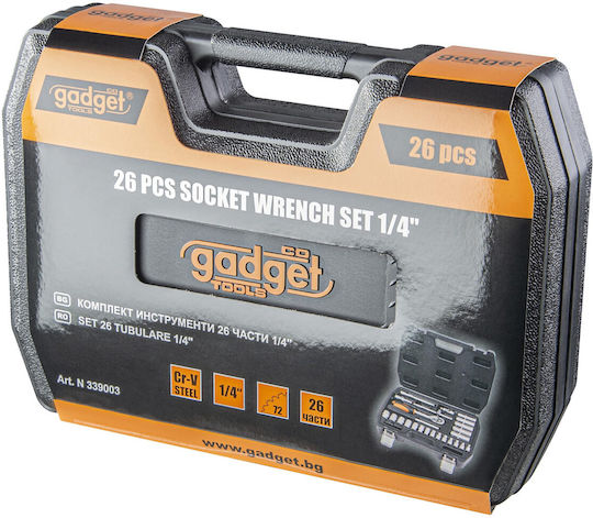 Set de Unelte Gadget 339003 26 Piese Carcasă Crom-Vanadiu Negru
