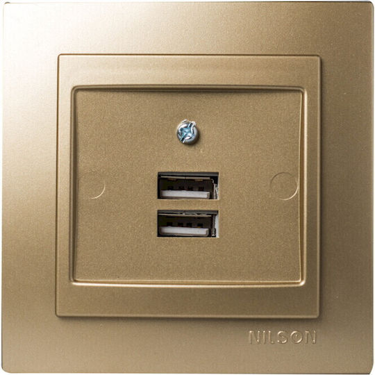 Geyer Nilson Мортис Електрически Контакт с 2 USB Порта Сатен