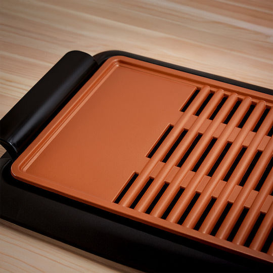 Voltz Tabletop Electric Grill Grill and Ribbed Plate 1250W 36cmx23cmcm