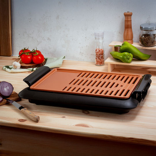 Voltz Tabletop Electric Grill Grill and Ribbed Plate 1250W 36cmx23cmcm