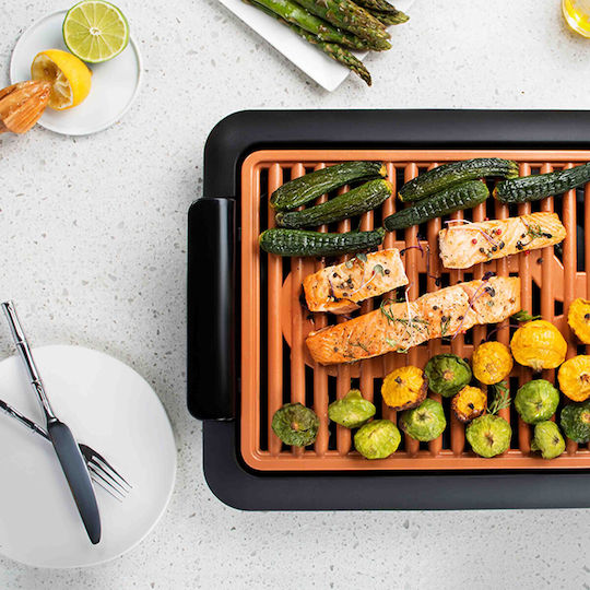 Voltz Tabletop Electric Grill Grill and Ribbed Plate 1250W 36cmx23cmcm