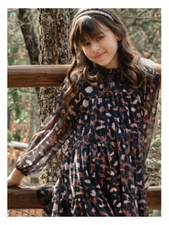 Girls Dress Long Sleeve Animal Print Set of 2 with Accessories Multicolour