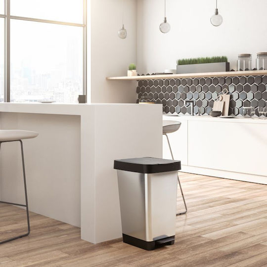 Tatay Plastic Waste Bin with Pedal Grey 25L