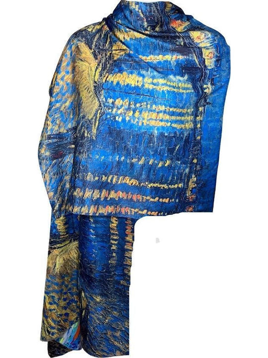 Damen Seiden Schal Blau