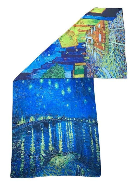 Damen Seiden Schal Blau