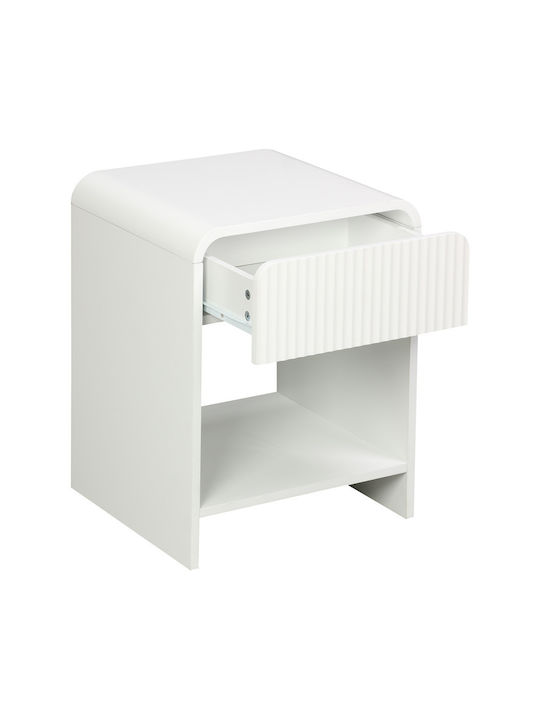 Bedside Table Zeplen Wooden White 40x40x53cm